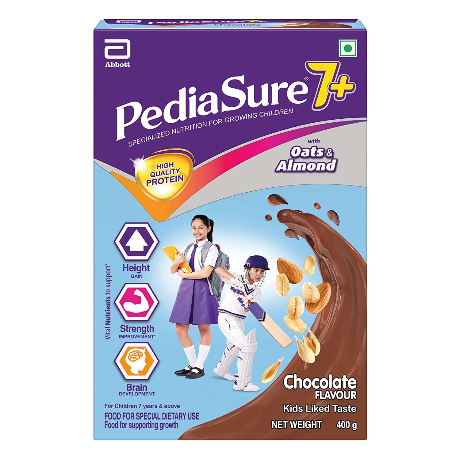 Pediasure 7+ Specialized Nutrition Drink Powder 400g, Premium Chocolate  Flavour, Complete & Balanced Nutrition for Growing Children,Supports Height  Gain,Muscle Strength & Brain Development-Refill Pack - Punctual Kart